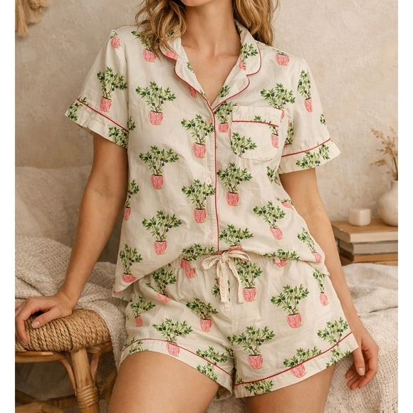 Printfresh Other - Printfresh Women's Organic Cotton Pajama Set Potted Plant Citrus Print- 2X